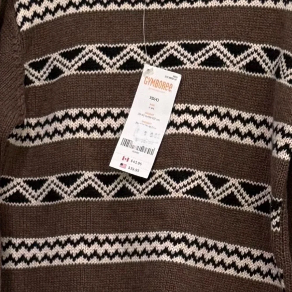 Gymboree Boys Brown Fair Isle Cotton Knit Sweater NWT Size XS 4